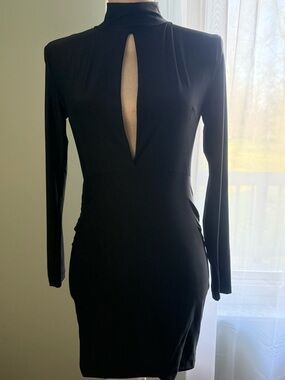 Windsor Black Keyhole Slit Turtleneck Mini Dress / Size S or M  (read!) / EUC! 🖤